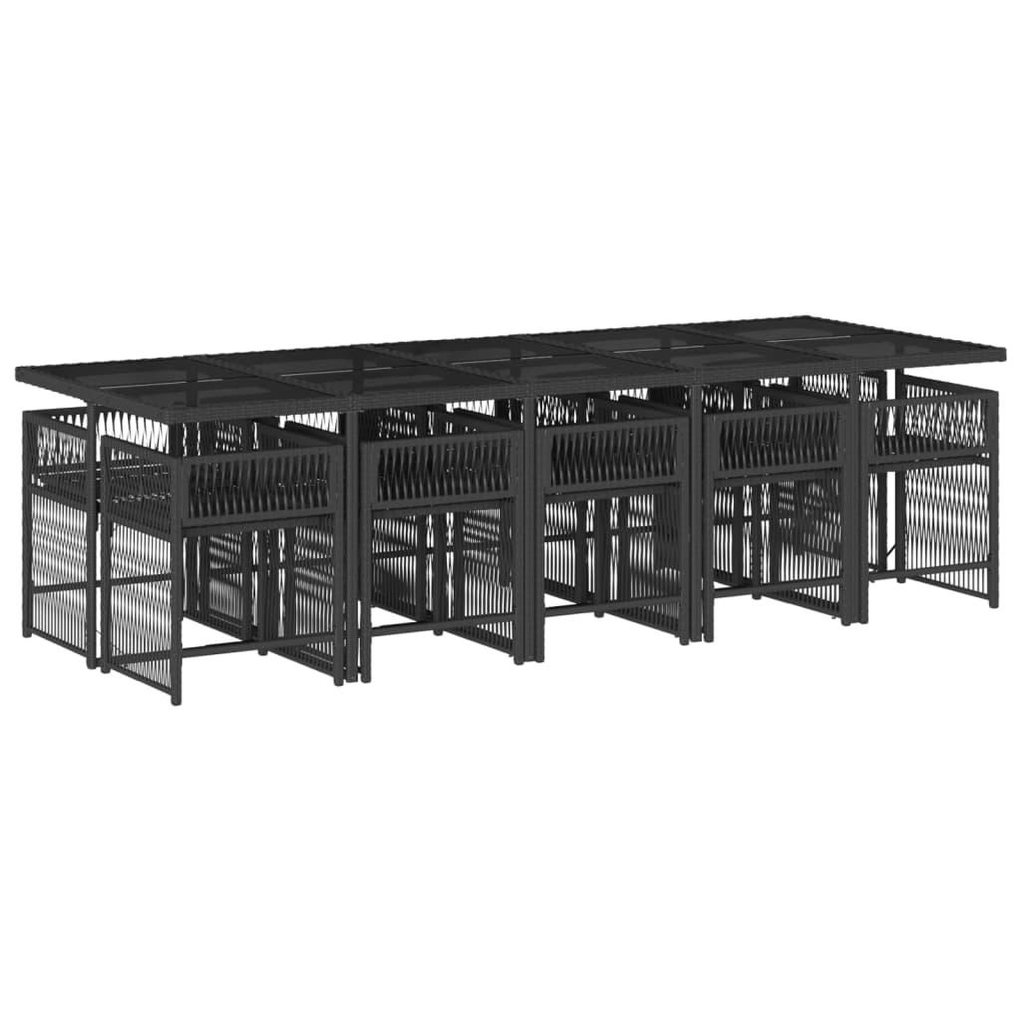 Voir la diapositive 3 : VIDAXL Ensemble a manger de jardin 11 pcs coussins noir resine tressee