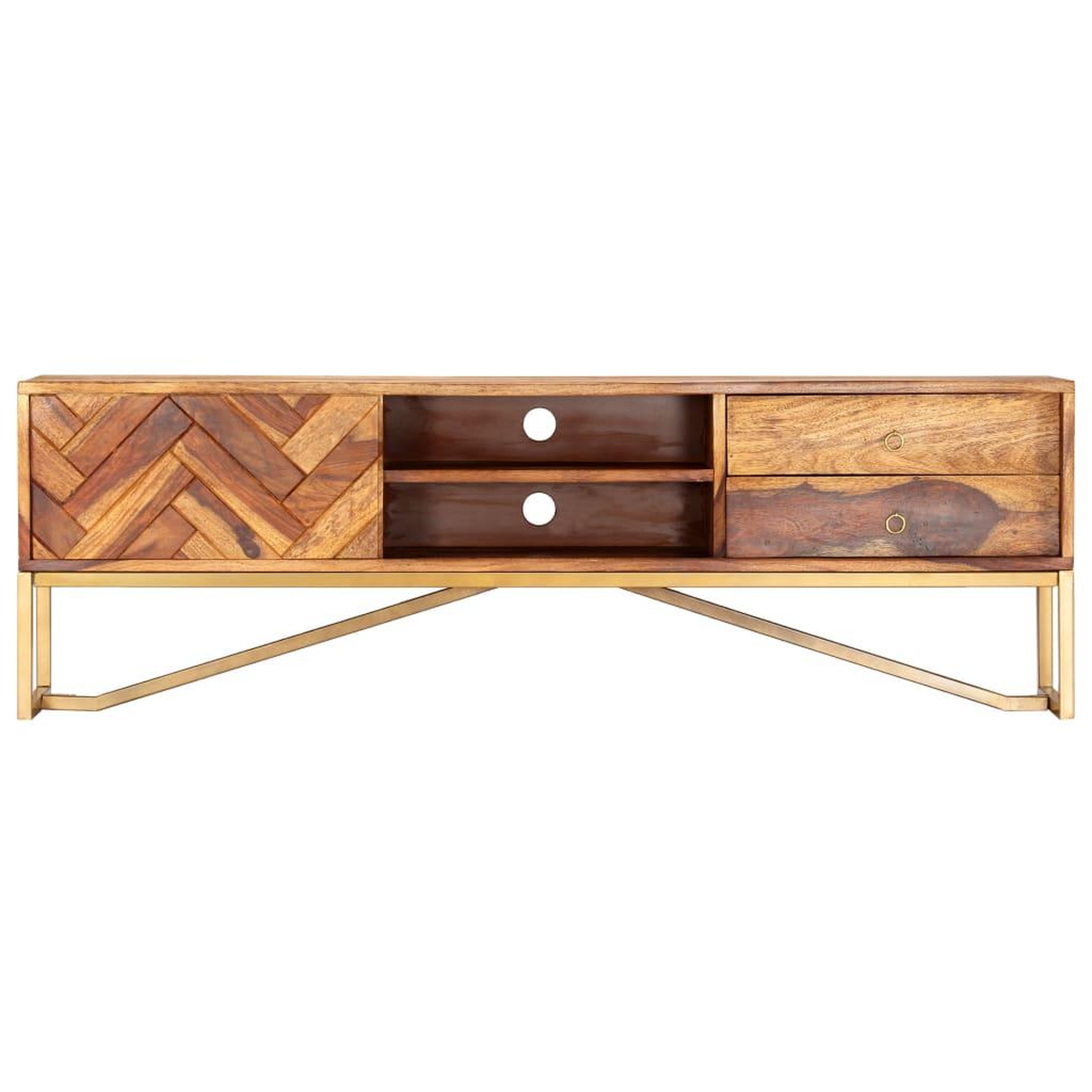 Voir la diapositive 2 : VIDAXL Meuble tv 140x30x45 cm bois de sesham massif