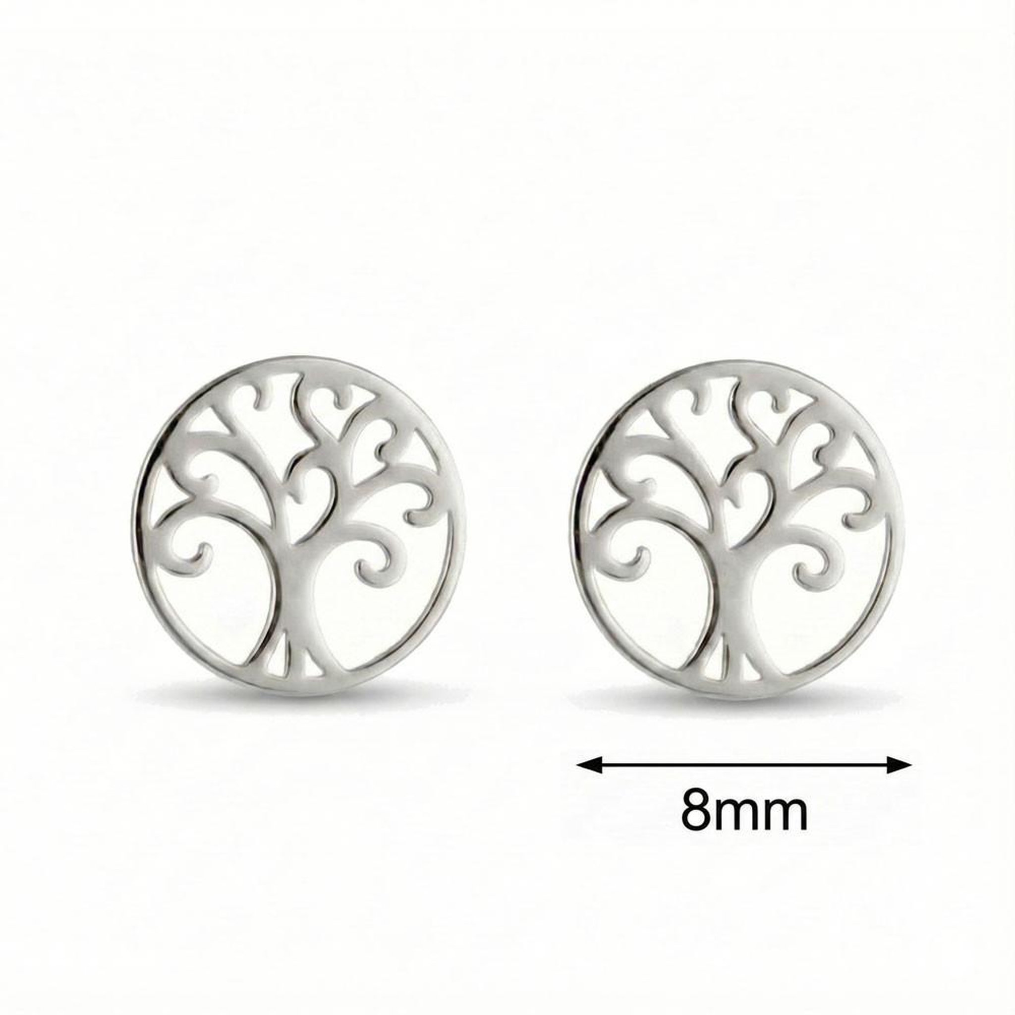 Voir la diapositive 3 : L'ATELIER D'AZUR Boucles d'Oreilles Or Blanc - Puces Motif Arbre de Vie