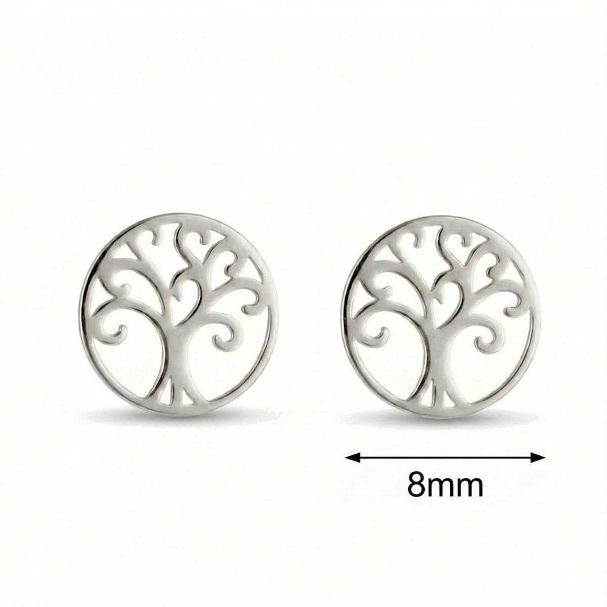L'ATELIER D'AZUR Boucles d'Oreilles Or Blanc - Puces Motif Arbre de Vie