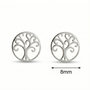 Voir la diapositive 3 : L'ATELIER D'AZUR Boucles d'Oreilles Or Blanc - Puces Motif Arbre de Vie