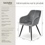 Voir la diapositive 6 : tectake Chaise style scandinave rembourrée aspect velours gris/noir Lot de 4
