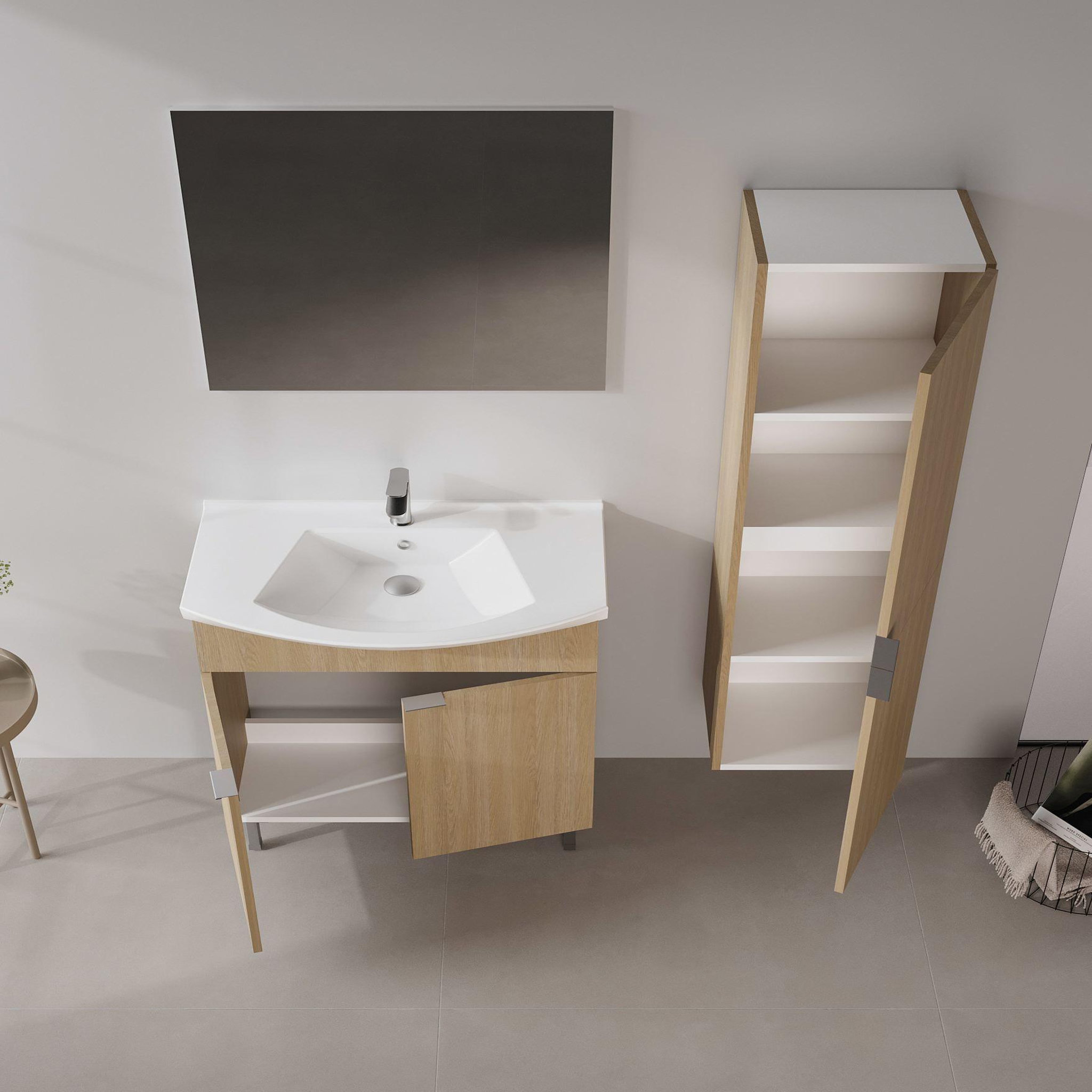 Voir la diapositive 3 : Habitat et Jardin Meuble Vasque  Purus 80  - 80 x 50 x 83 cm - Sonomo Oak