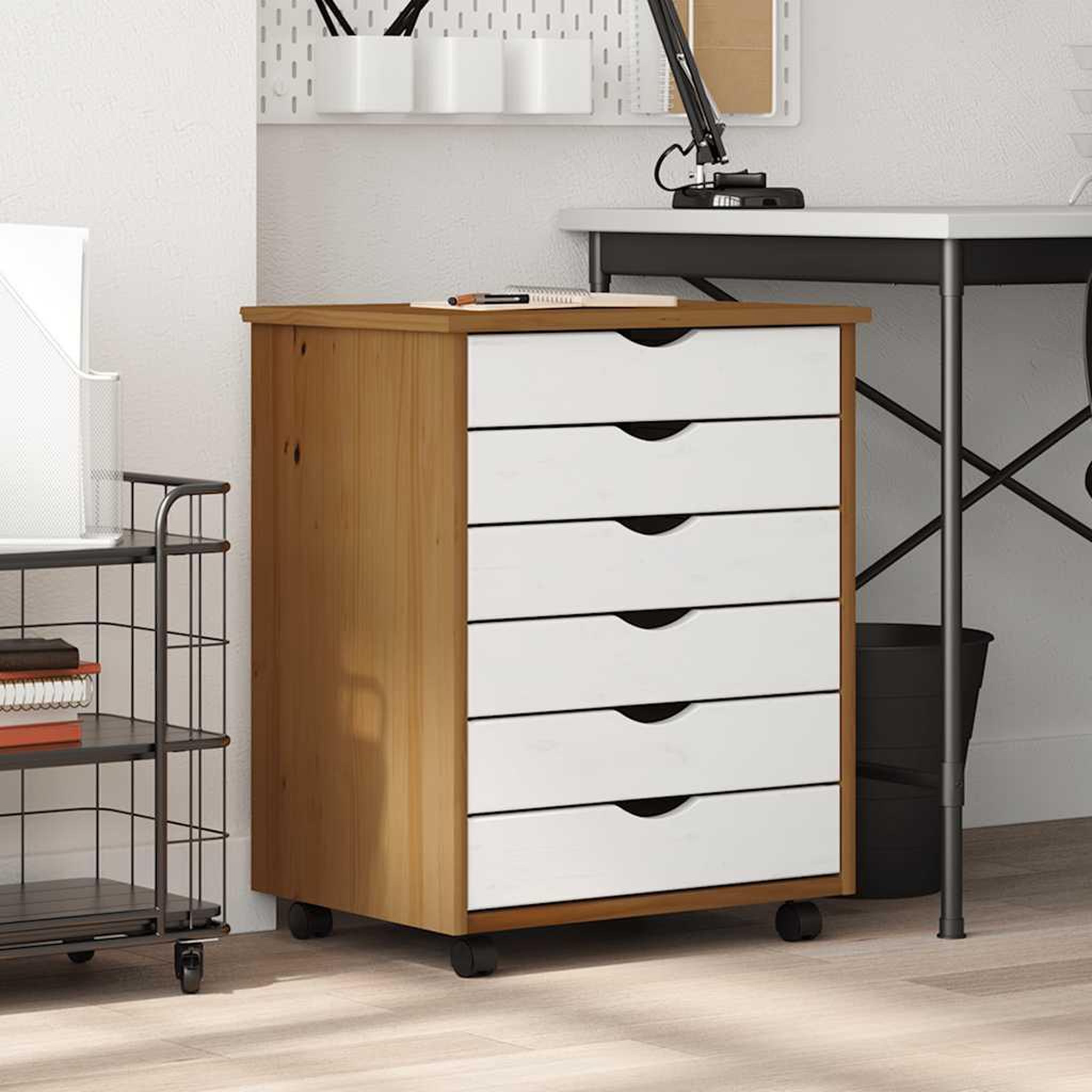 Voir la diapositive 2 : VIDAXL Armoire roulante avec tiroirs MOSS bois de pin marron miel