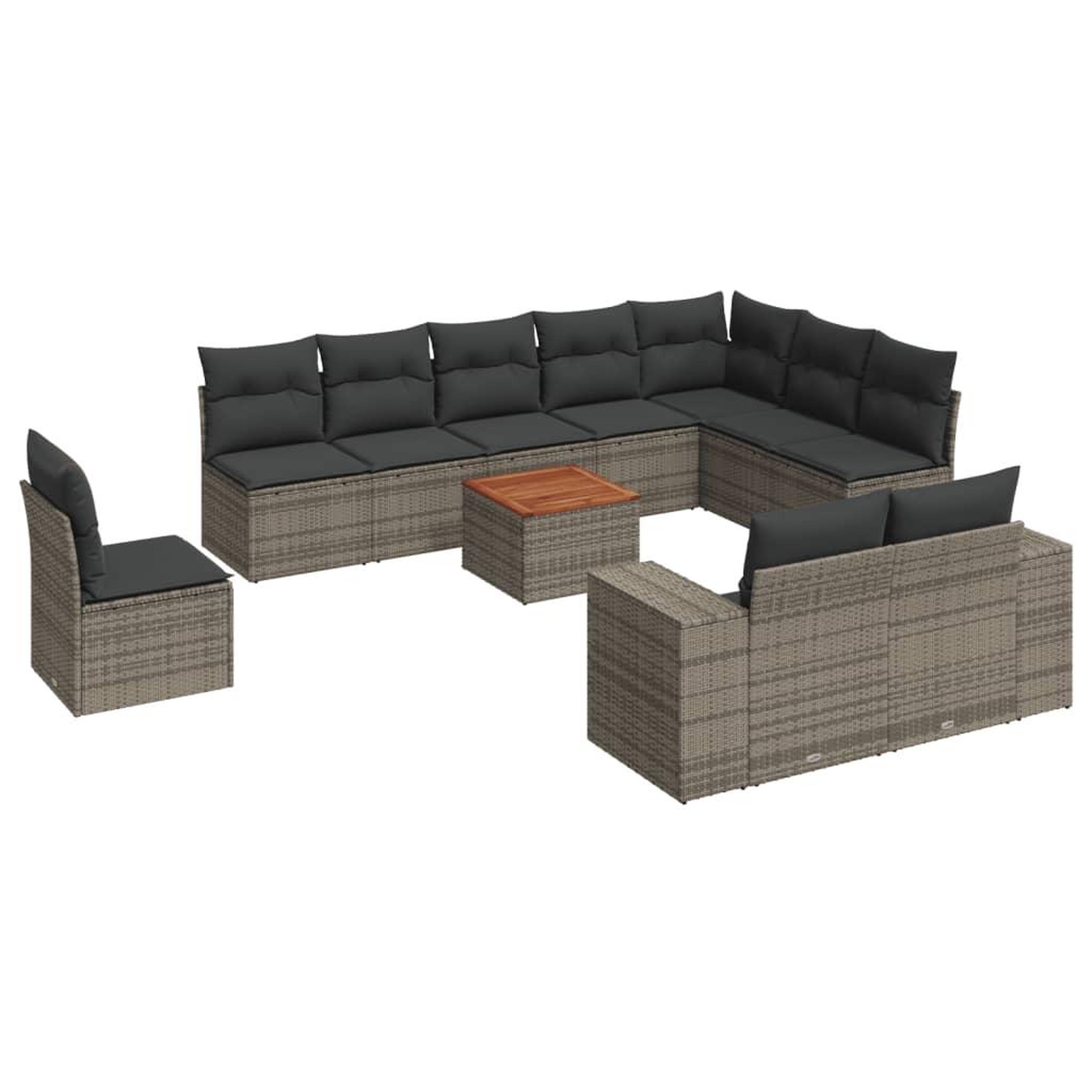 Voir la diapositive 2 : VIDAXL Salon de jardin 11 pcs avec coussins gris resine tressee