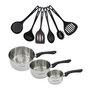 Voir la diapositive 1 : Fackelmann Set 3 casseroles 12 16 et 20 cm en inox et 6 ustensiles Fackelmann Geneva