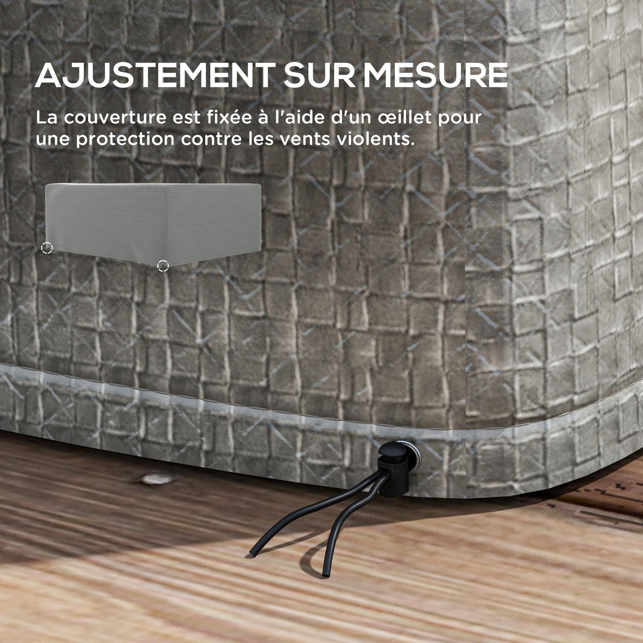 Voir la diapositive 6 : OUTSUNNY Housse de protection mobilier de jardin bâche étanche anti-uv pe haute densité gris
