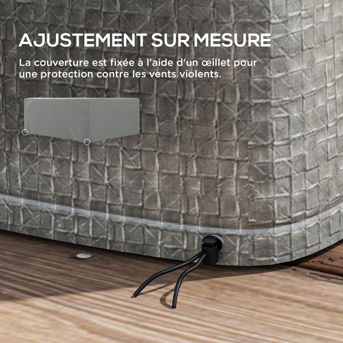 OUTSUNNY Housse de protection mobilier de jardin bâche étanche anti-UV PE haute densité gris