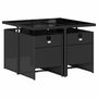 Voir la diapositive 3 : VIDAXL Ensemble a manger de jardin coussins 5pcs Noir Resine tressee