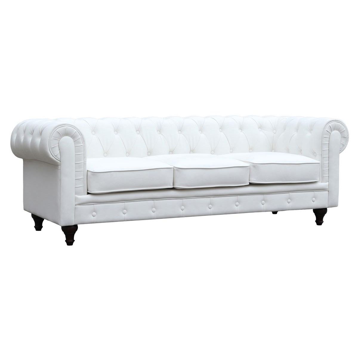 Habitat et Jardin Canapé fixe Chesterfield  Aliza  - 208 x 82 x 70 cm - 3 places - Blanc