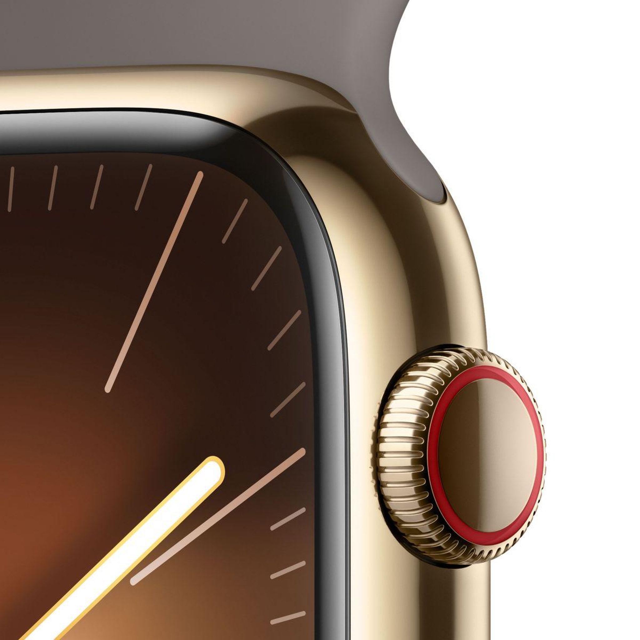 Voir la diapositive 3 : APPLE Montre connectée Serie 9 Cellular 45mm Acier/Or Argile M/L