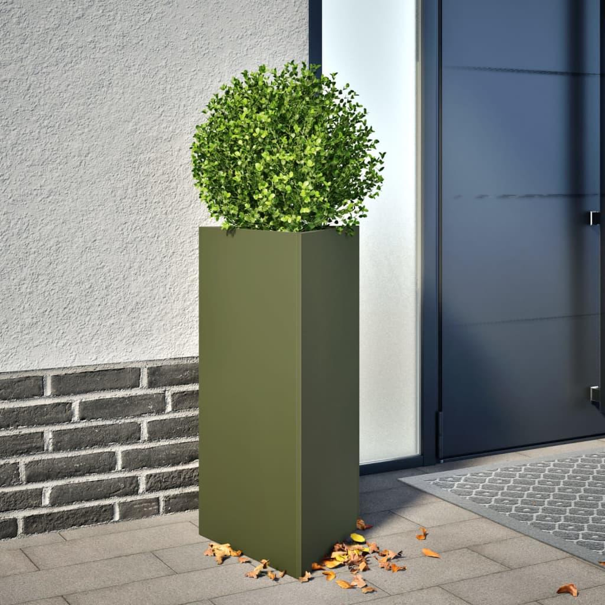 VIDAXL Jardinieres 2 pcs vert olive triangulaire 40x34,5x70 cm acier