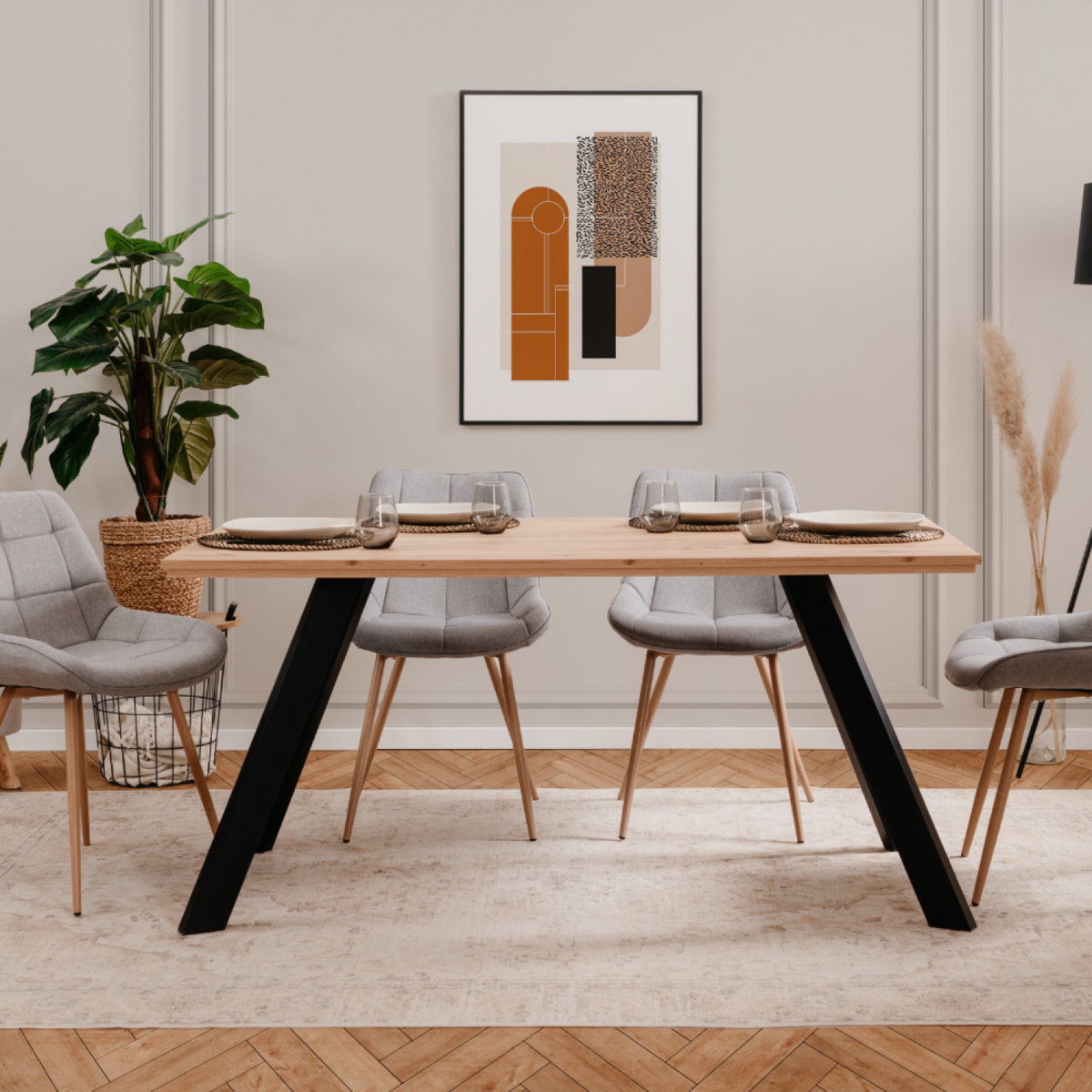 CONCEPT USINE Table de salle à manger en bois 6 personnes CALYPSO