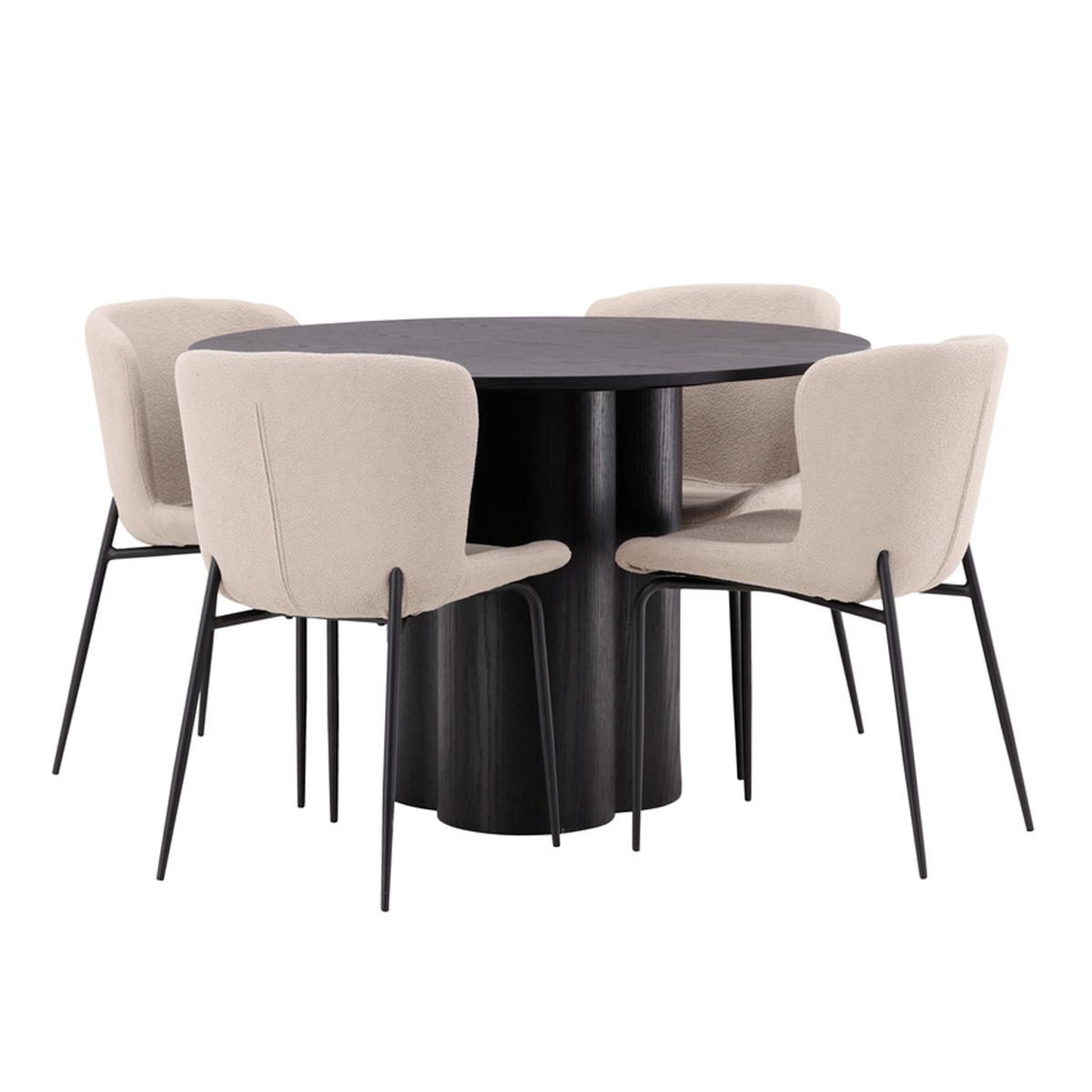 Paris Prix Ensemble table à manger & 4 chaises  olivia & modesto  110cm noir & beige