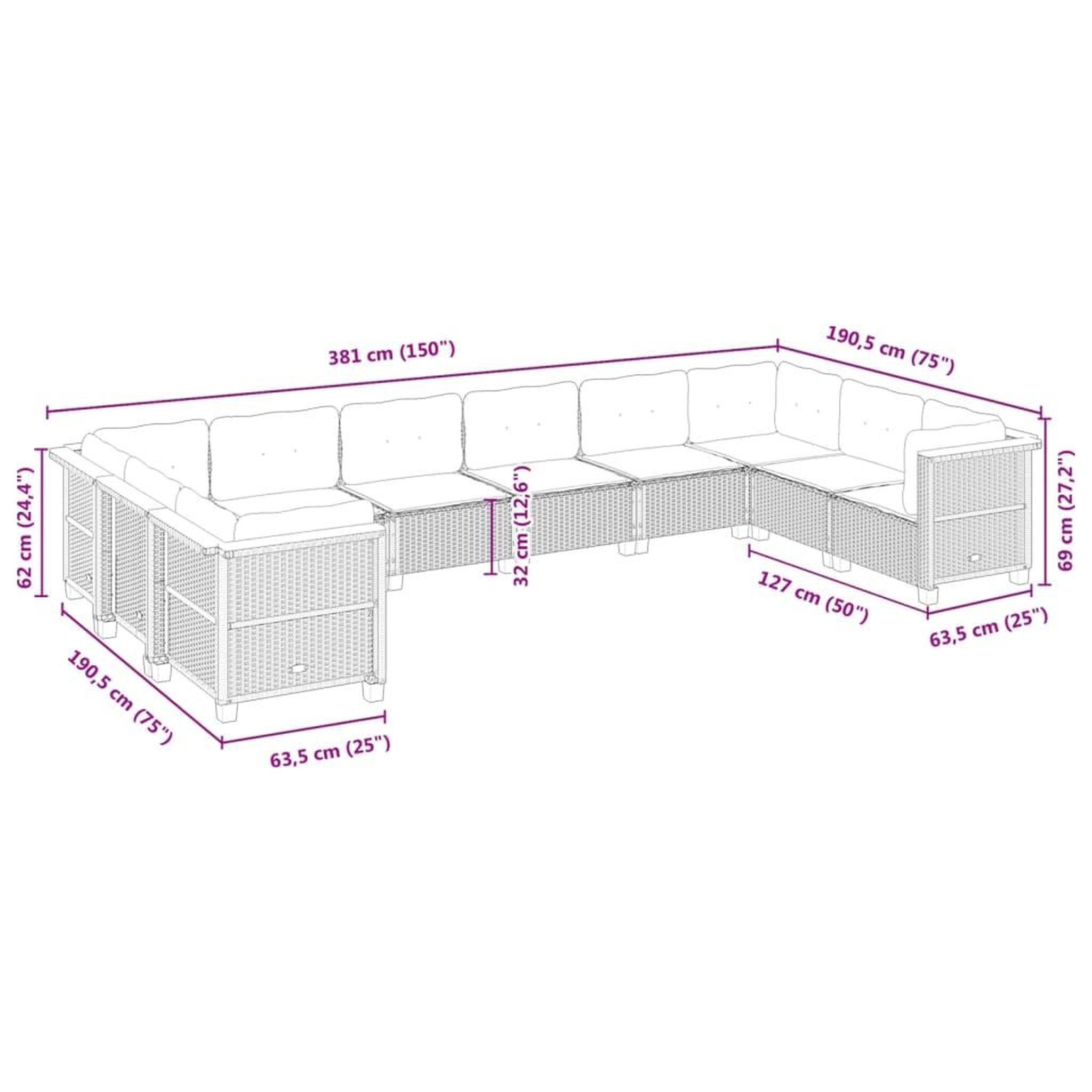 Voir la diapositive 6 : VIDAXL Salon de jardin 10 pcs avec coussins noir resine tressee