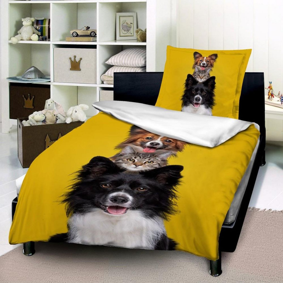 Gentle Housse de couette 140x200 Chiens + taie coton 57 fils