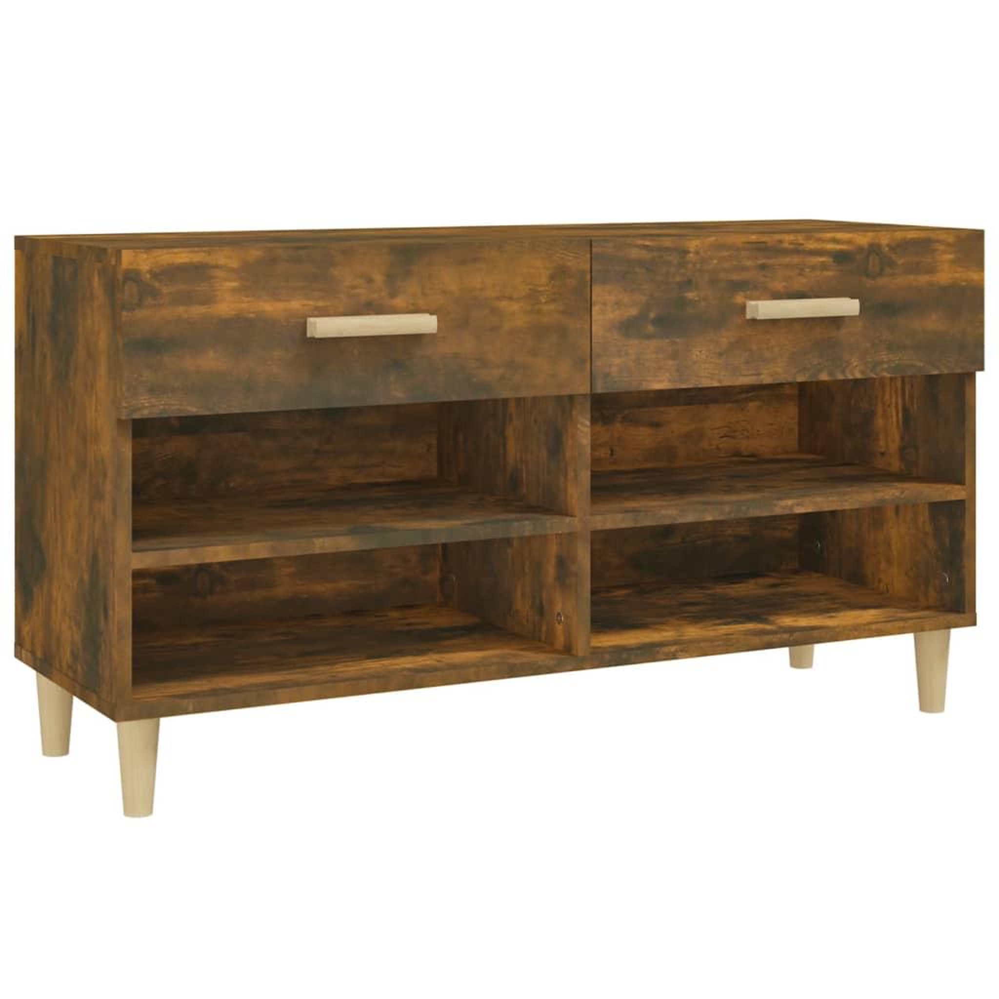 Voir la diapositive 2 : VIDAXL Meuble a chaussures chene fume 102x35x55 cm bois d'ingenierie