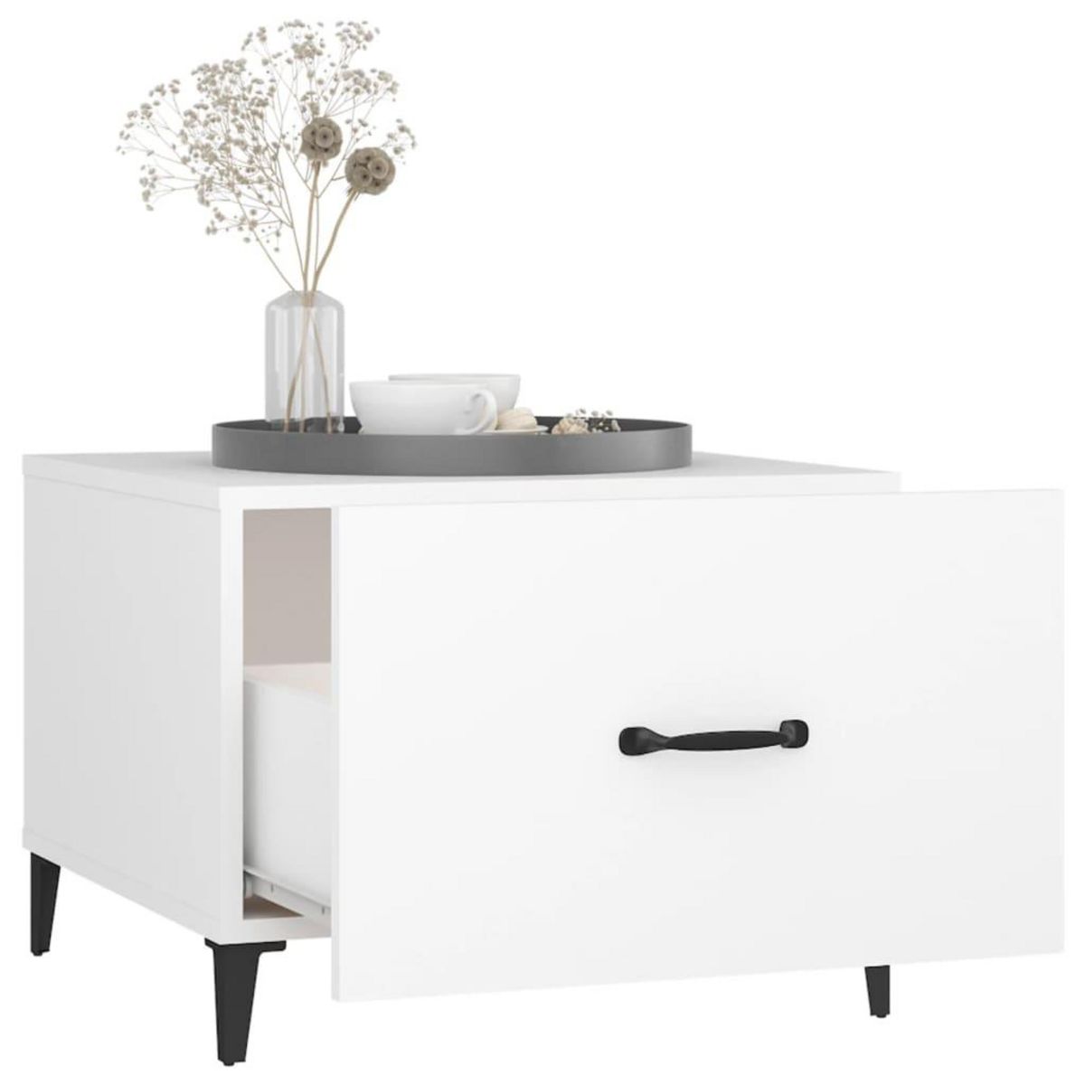 VIDAXL Table basse avec pieds en metal Blanc 50x50x40 cm