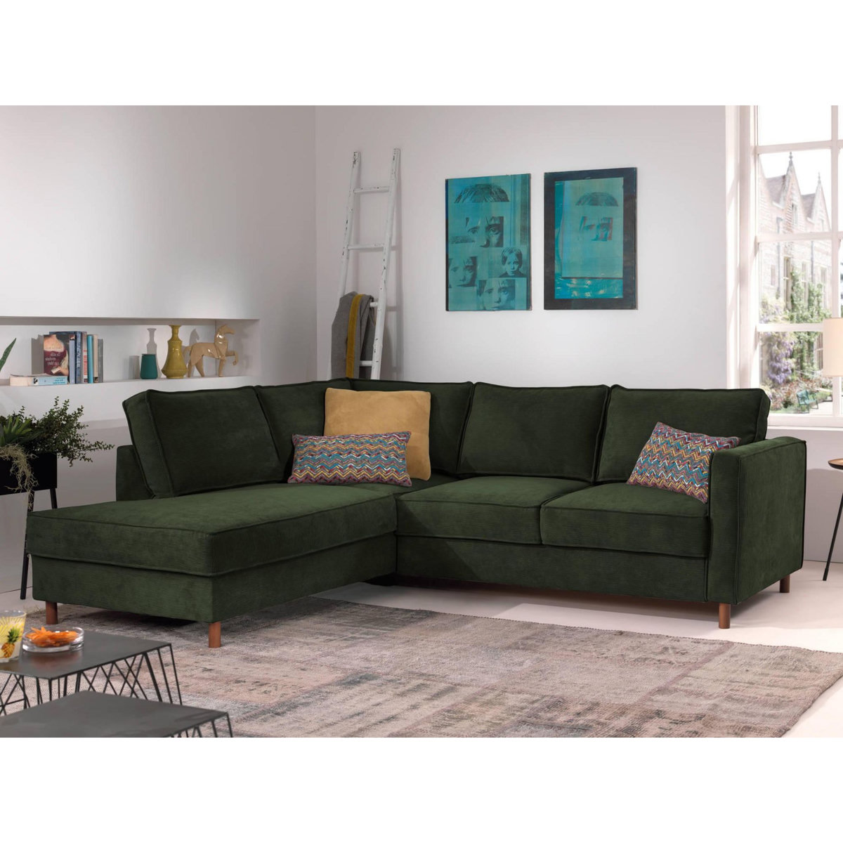 LISA DESIGN Jake - canapé d'angle gauche - convertible - 5 places - en velours côtelé