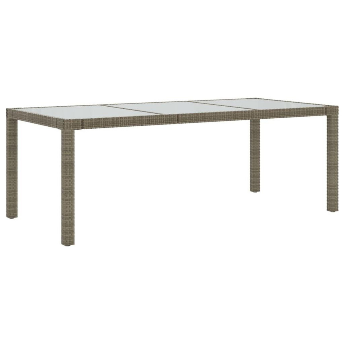 VIDAXL Table de jardin Gris 190x90x75 cm Verre trempe/resine tressee
