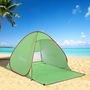 Voir la diapositive 2 : OUTSUNNY Abri de plage tente de plage pliable Pop-up automatique instantané protection UV fenêtre arrière grand tapis de sol vert rouge