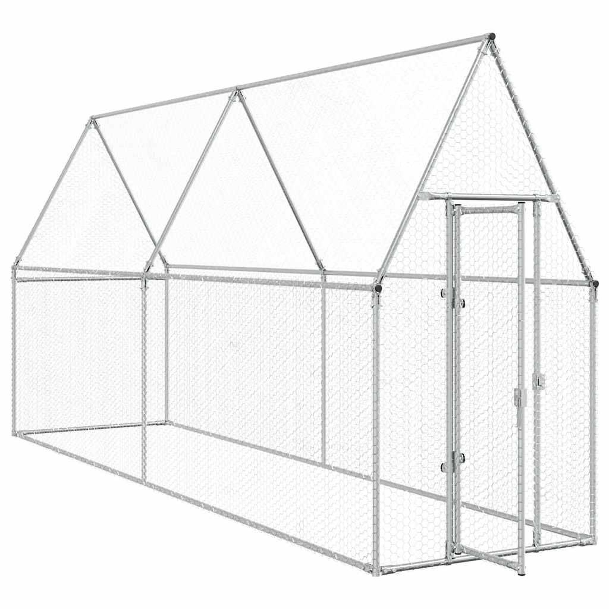 Voir la diapositive 3 : VIDAXL Cage pour poules argente 400x100x190 cm acier galvanise