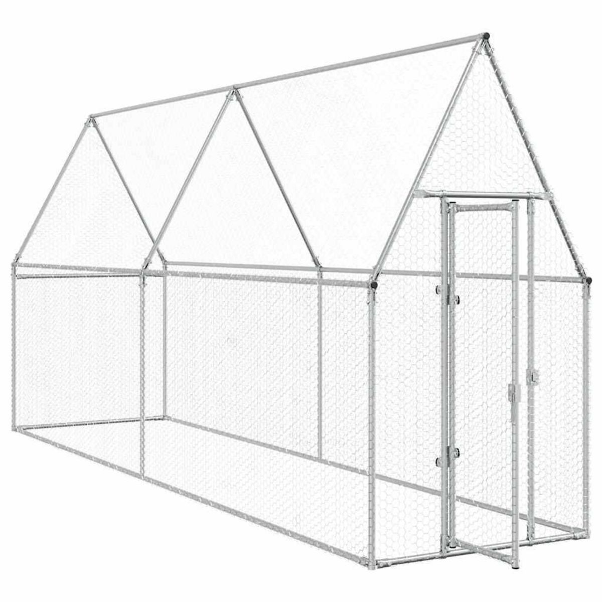 VIDAXL Cage pour poules argente 400x100x190 cm acier galvanise