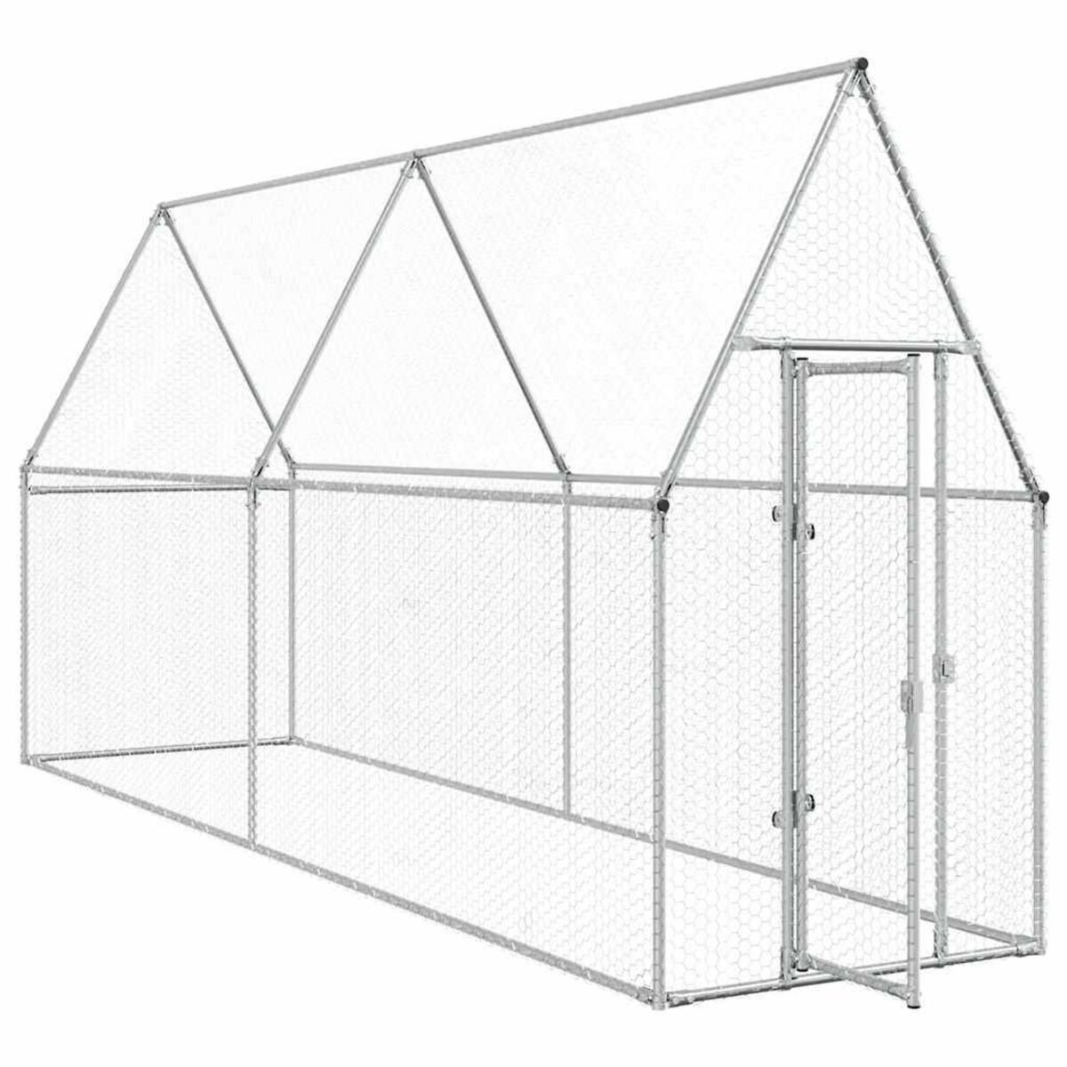 VIDAXL Cage pour poules argente 400x100x190 cm acier galvanise