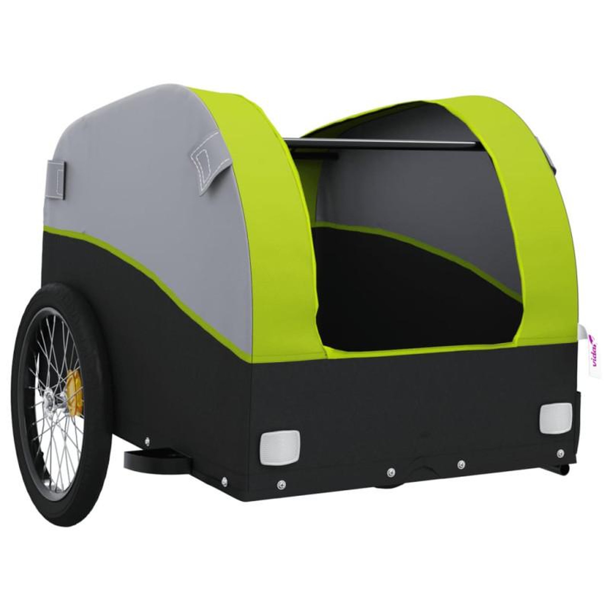 Voir la diapositive 5 : VIDAXL Remorque de vélo noir et vert 30 kg fer