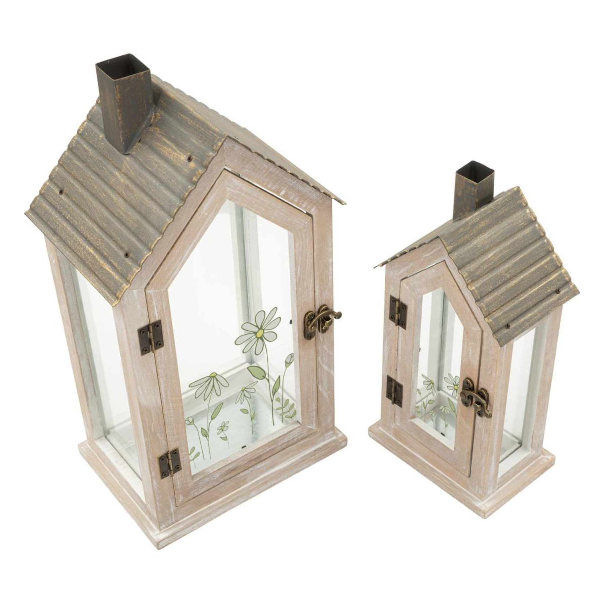 Voir la diapositive 4 : Paris Prix Lot de 2 Lanternes en Bois  Home Flower  36cm Naturel