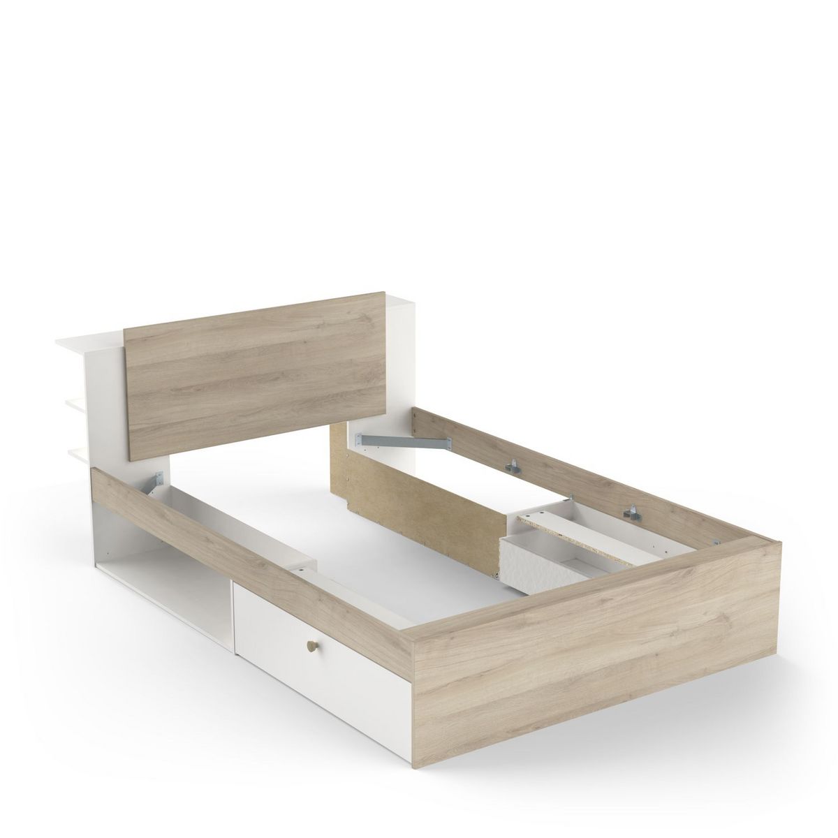 Lit 140x190/200 cm avec rangements 2 tiroirs 2 niches LOREDANA