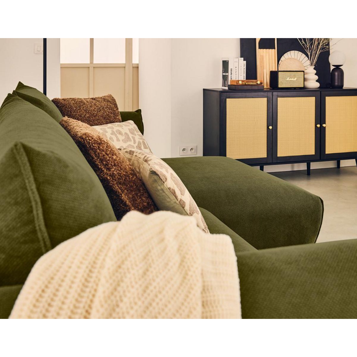 LISA DESIGN Gianni - canapé d'angle droit 4 places convertible avec coffre en tissu