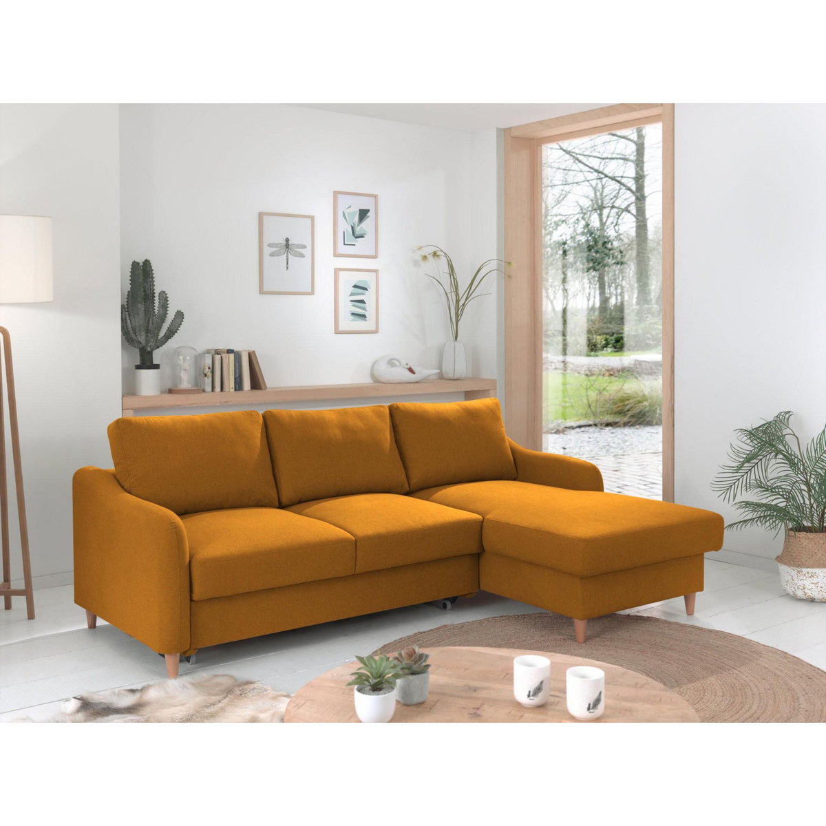 LISA DESIGN Will - canapé d'angle droit - convertible avec coffre - 4 places - en tissu