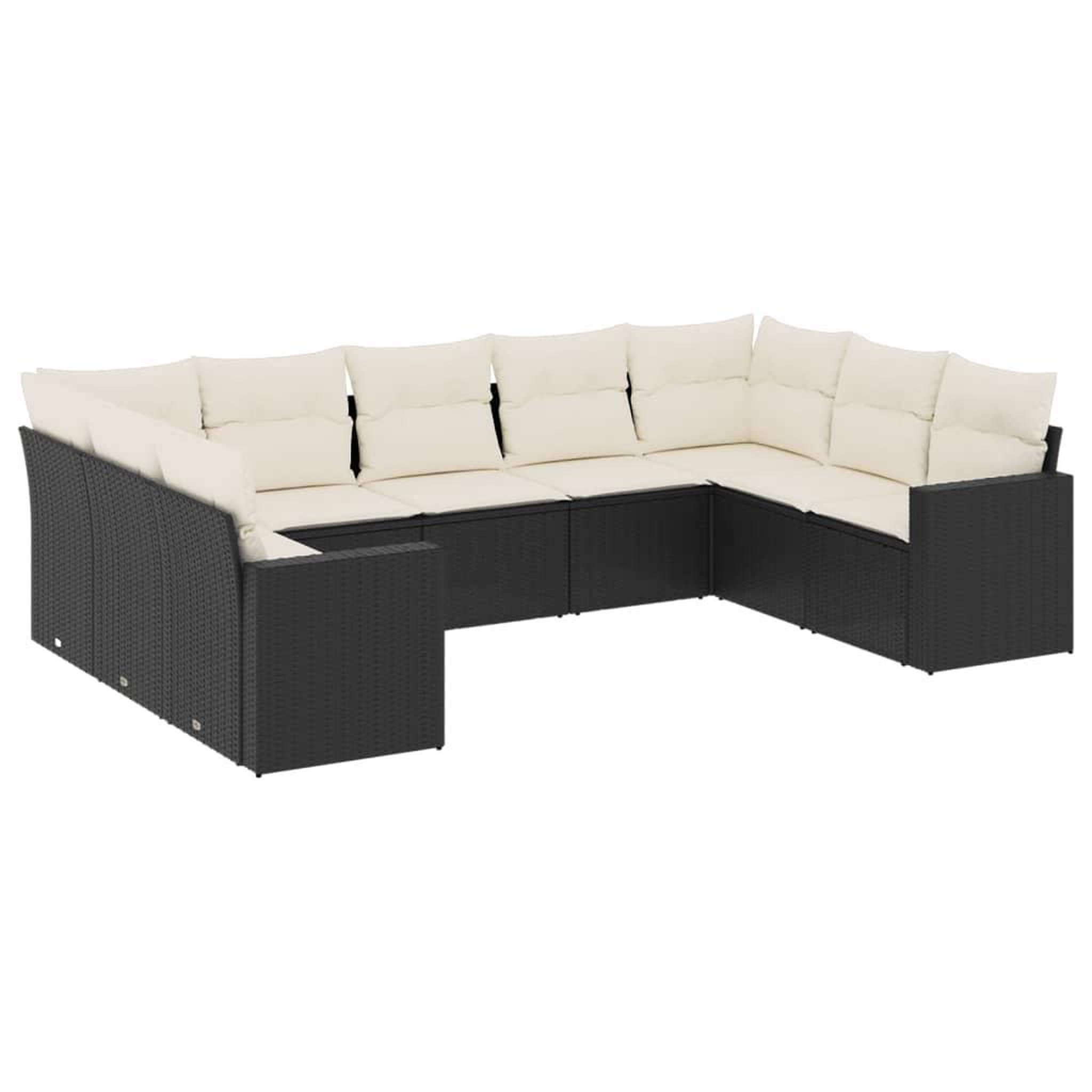 Voir la diapositive 2 : VIDAXL Salon de jardin 9 pcs avec coussins noir resine tressee