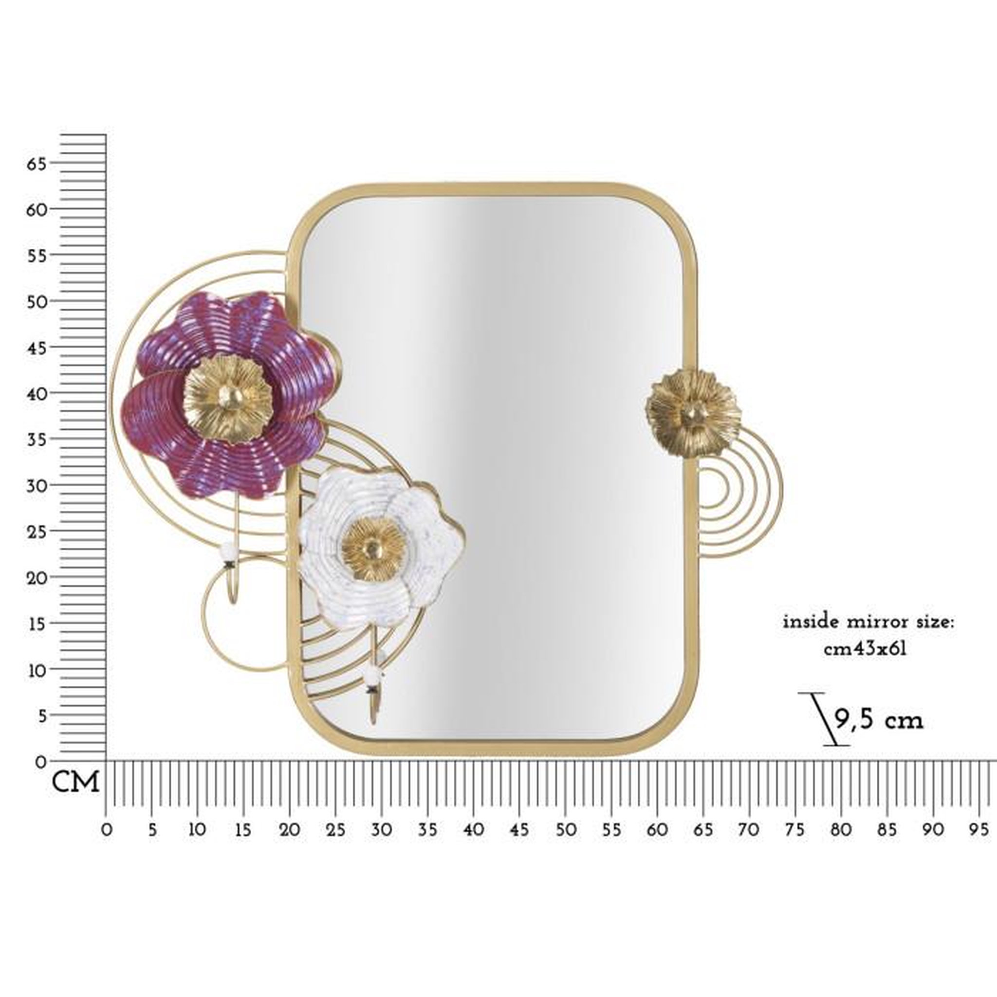 Voir la diapositive 6 : Paris Prix Miroir Mural Avec 2 Crochets  Lovis  75cm Multicolore