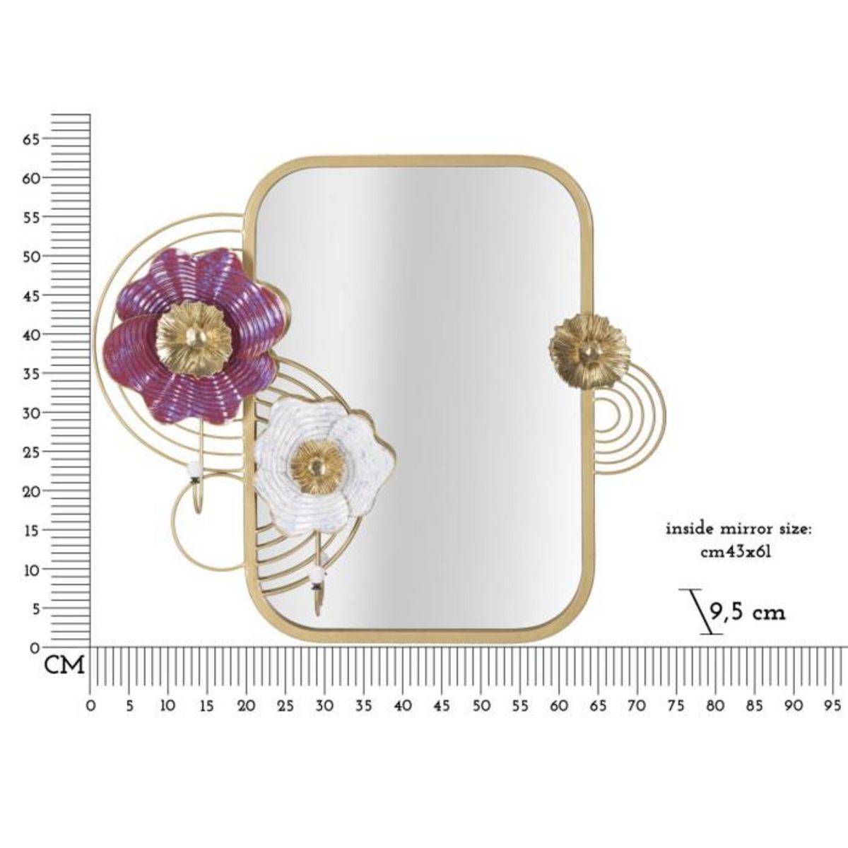 Paris Prix Miroir Mural Avec 2 Crochets  Lovis  75cm Multicolore