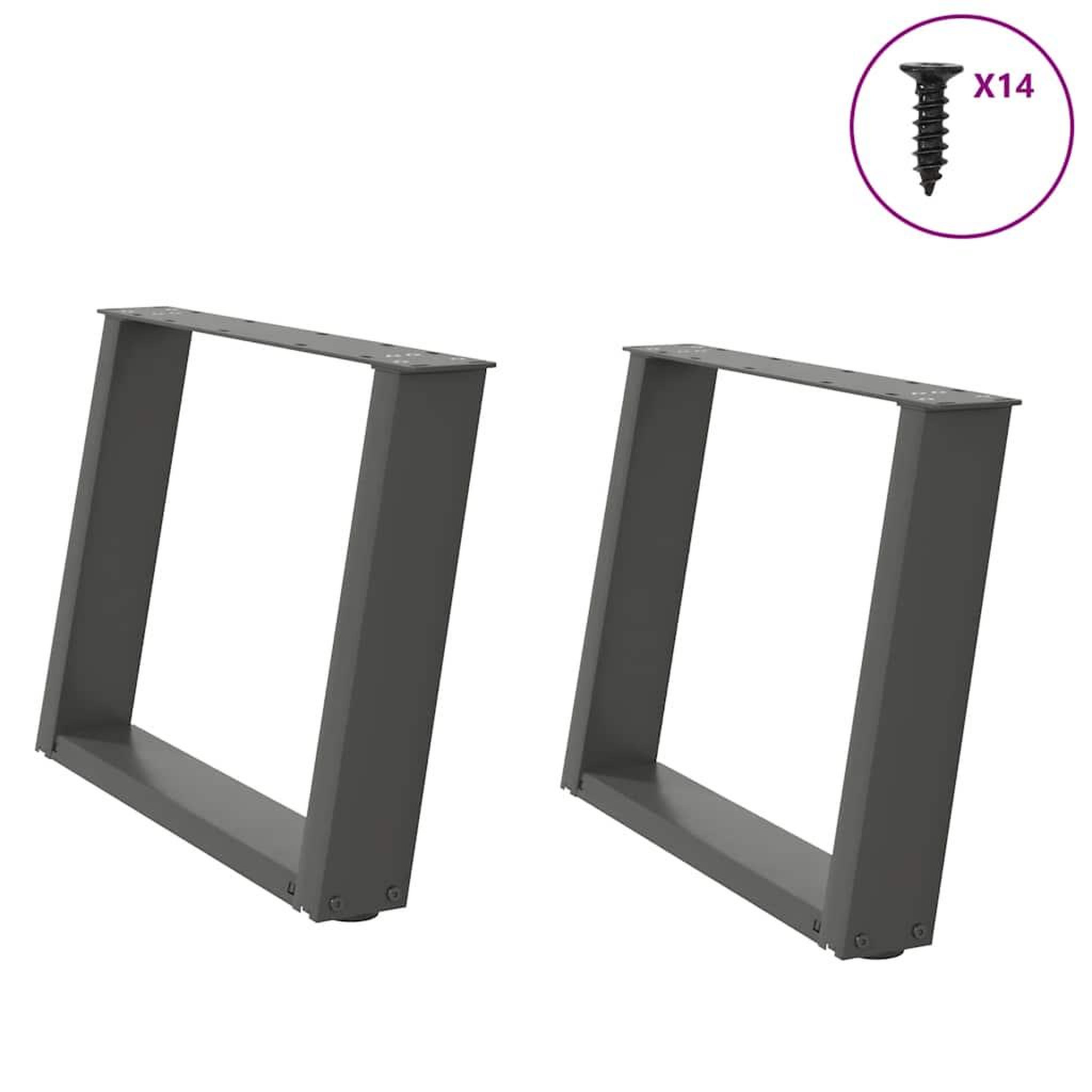VIDAXL Pieds de table basse forme de U 2 pcs anthracite 60x(42-43) cm