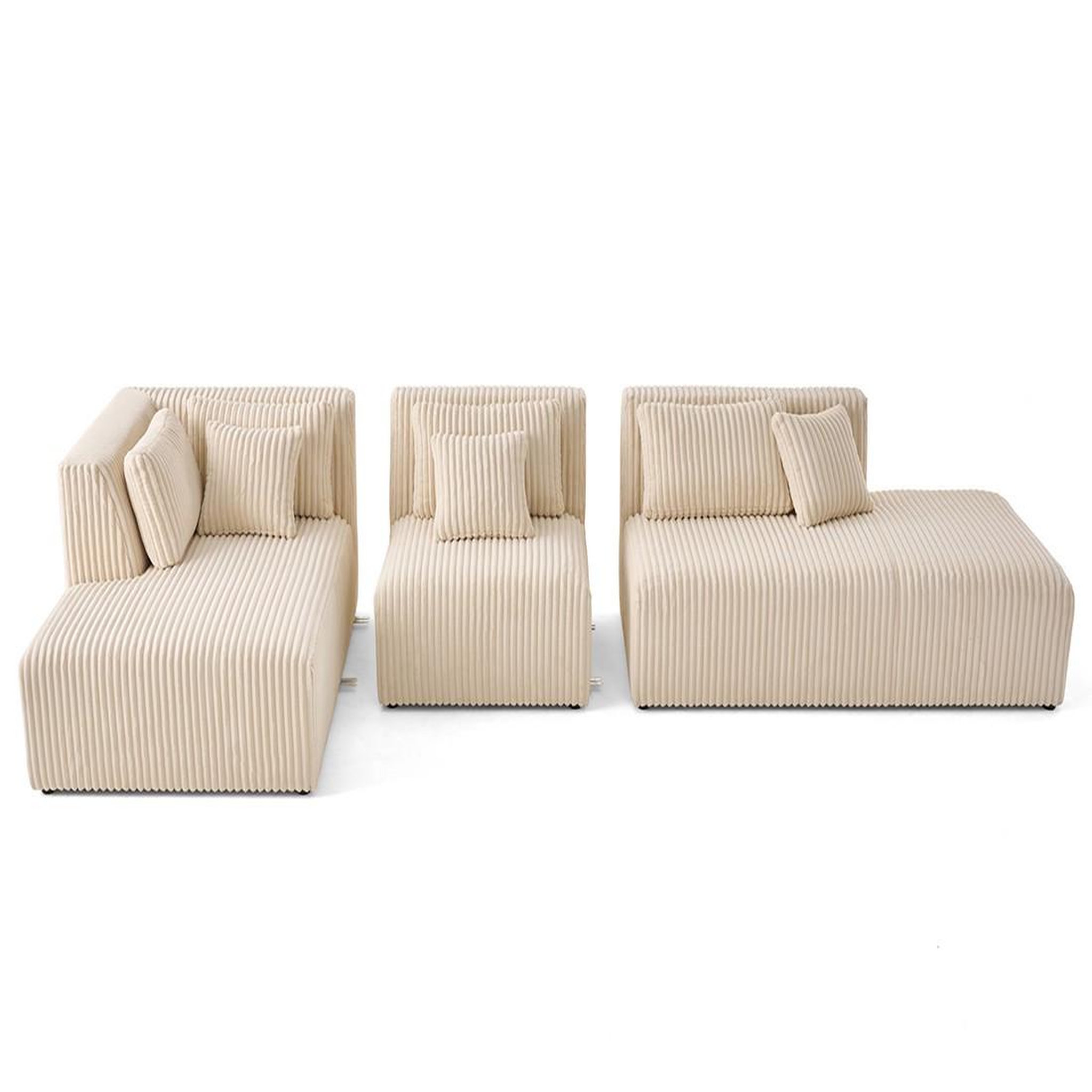 Voir la diapositive 5 : LISA DESIGN Victoire - canapé modulable d'angle gauche 5 places en velours côtelé grosses côtes