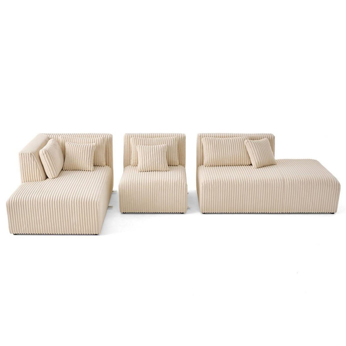 LISA DESIGN Victoire - canapé modulable d'angle gauche 5 places en velours côtelé grosses côtes