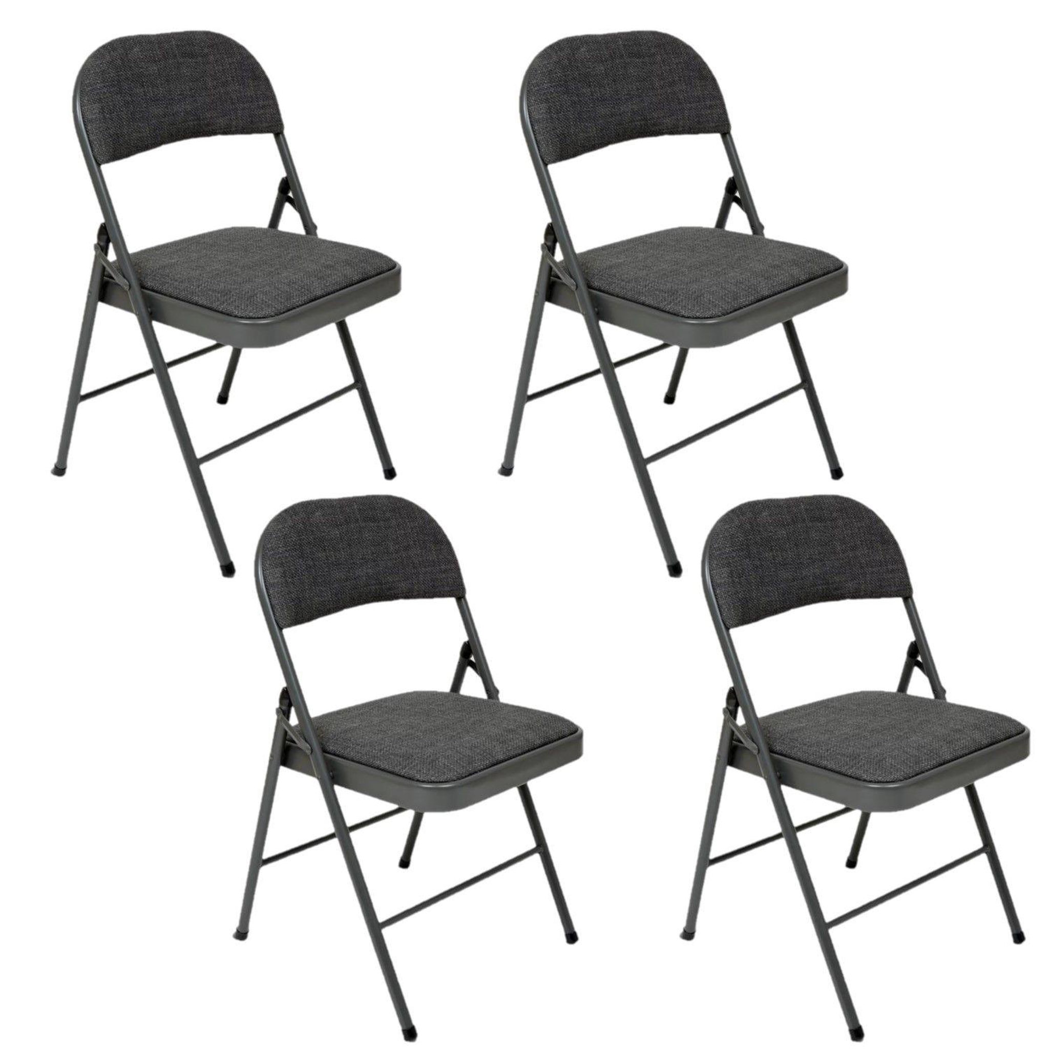 Voir la diapositive 1 : FIVE Lot de 4 chaises pliantes en tissu chiné FLEXY