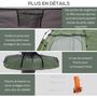 Voir la diapositive 6 : OUTSUNNY Tente pop up montage instantané - tente de camping 3-4 pers.  - 2 grandes portes - dim. 2,6L x 2,6l x 1,5H m fibre verre polyester oxford vert gris
