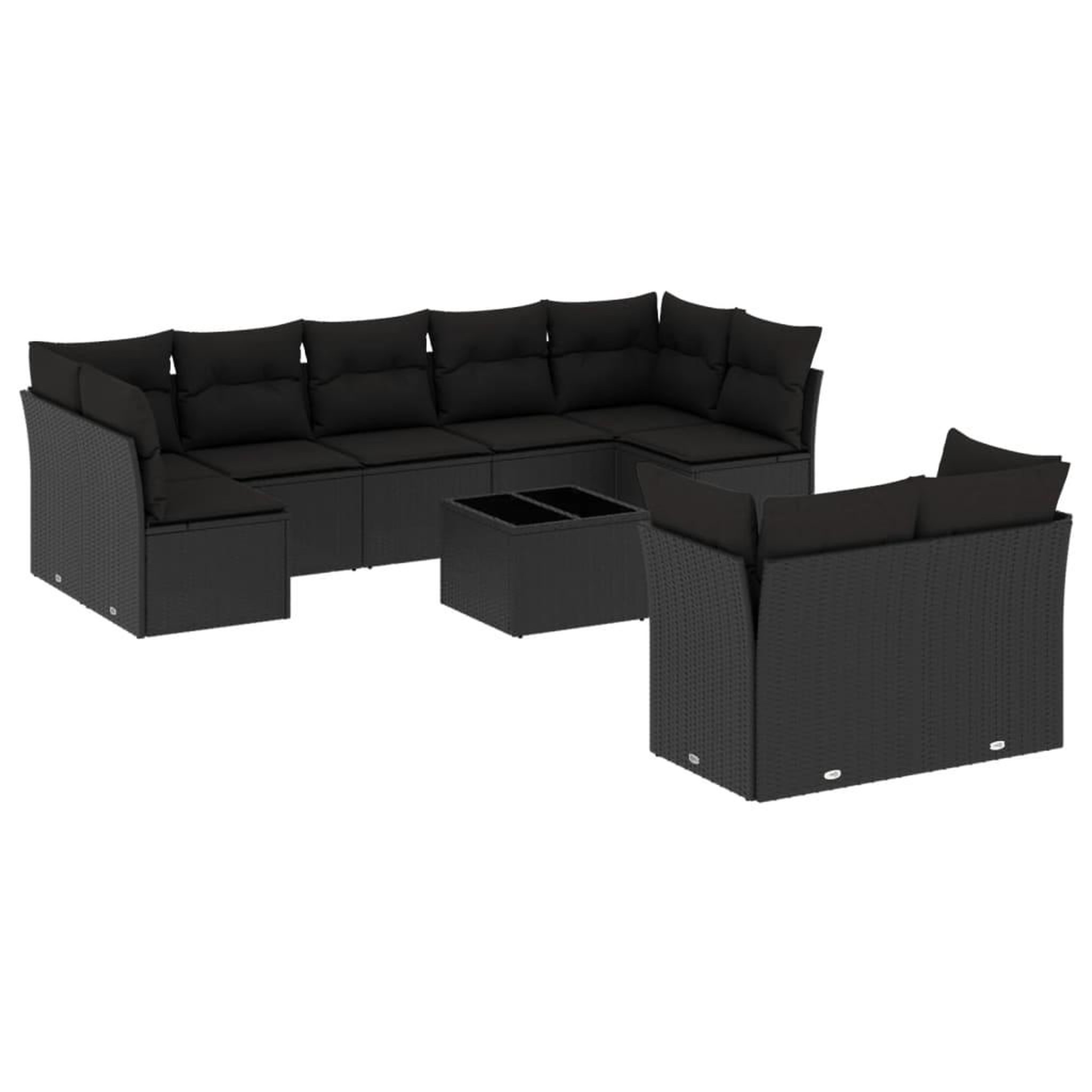 Voir la diapositive 2 : VIDAXL Salon de jardin 10 pcs avec coussins noir resine tressee