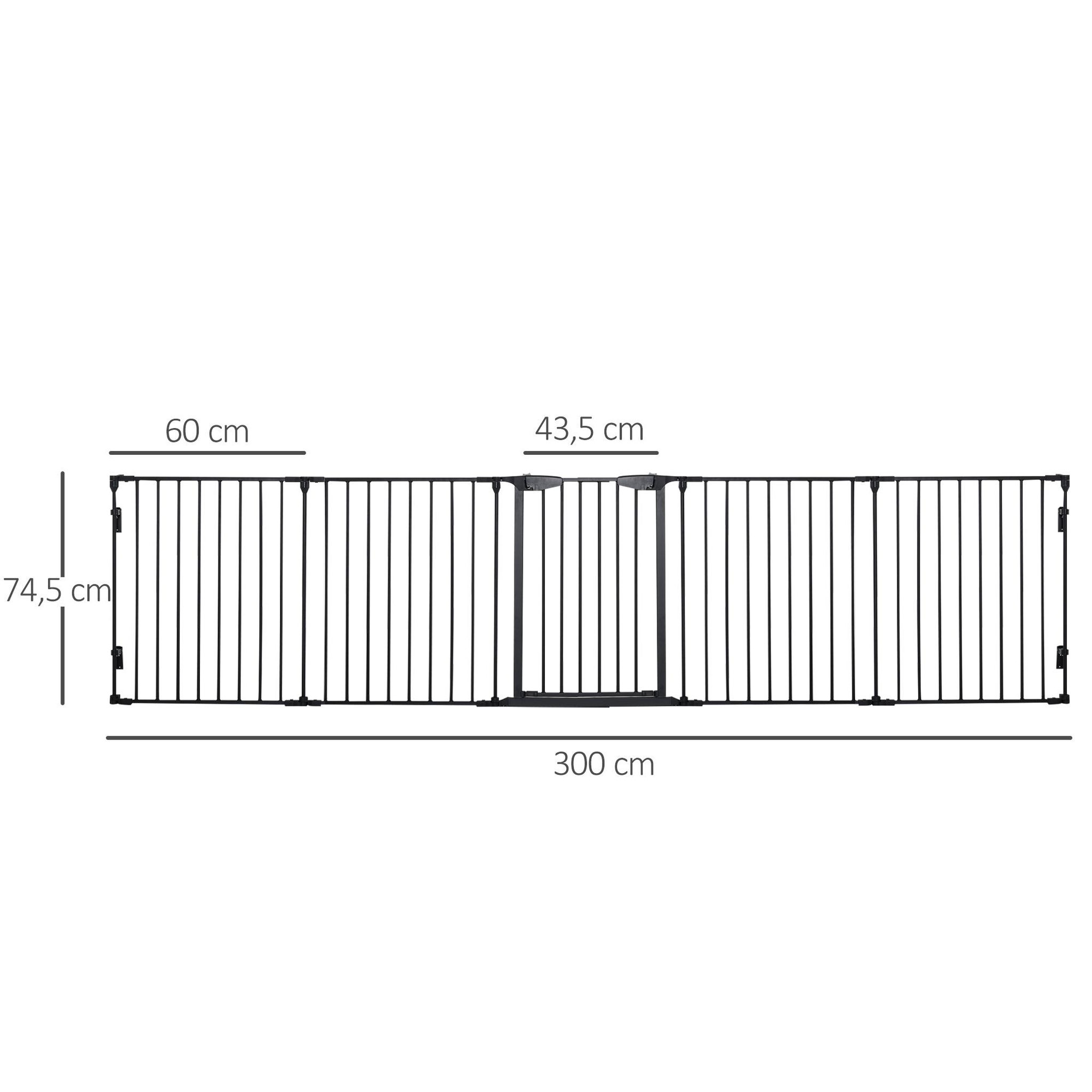 Voir la diapositive 3 : PAWHUT Barrière de sécurité parc enclos chien modulable pliable porte verrouillable intégrée 5 panneaux en métal 300l max. X 74,5h cm métal pp noir