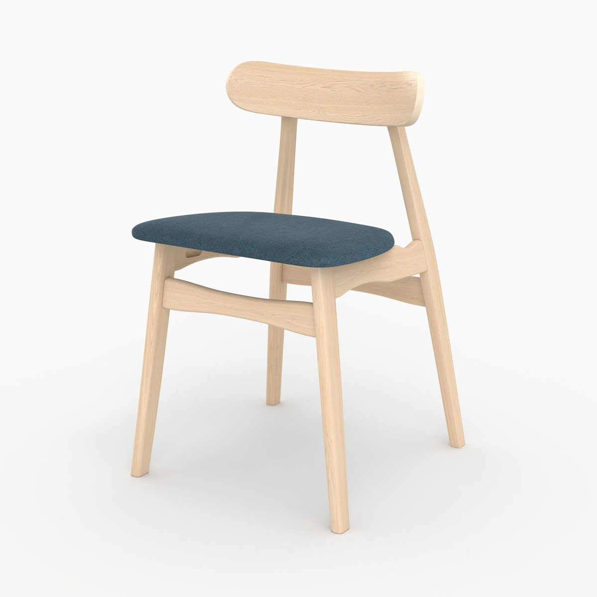 Rendez vous déco Lot de 2 chaises en tissu bleu et bois d'hévéa-Lisette