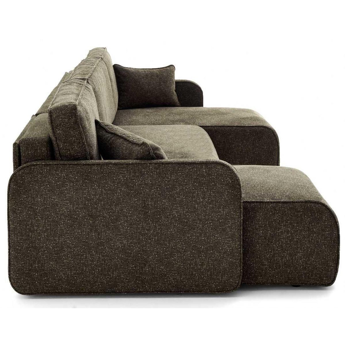 LISA DESIGN Apolline - canapé panoramique en u 7 places convertible avec coffres en tissu moucheté