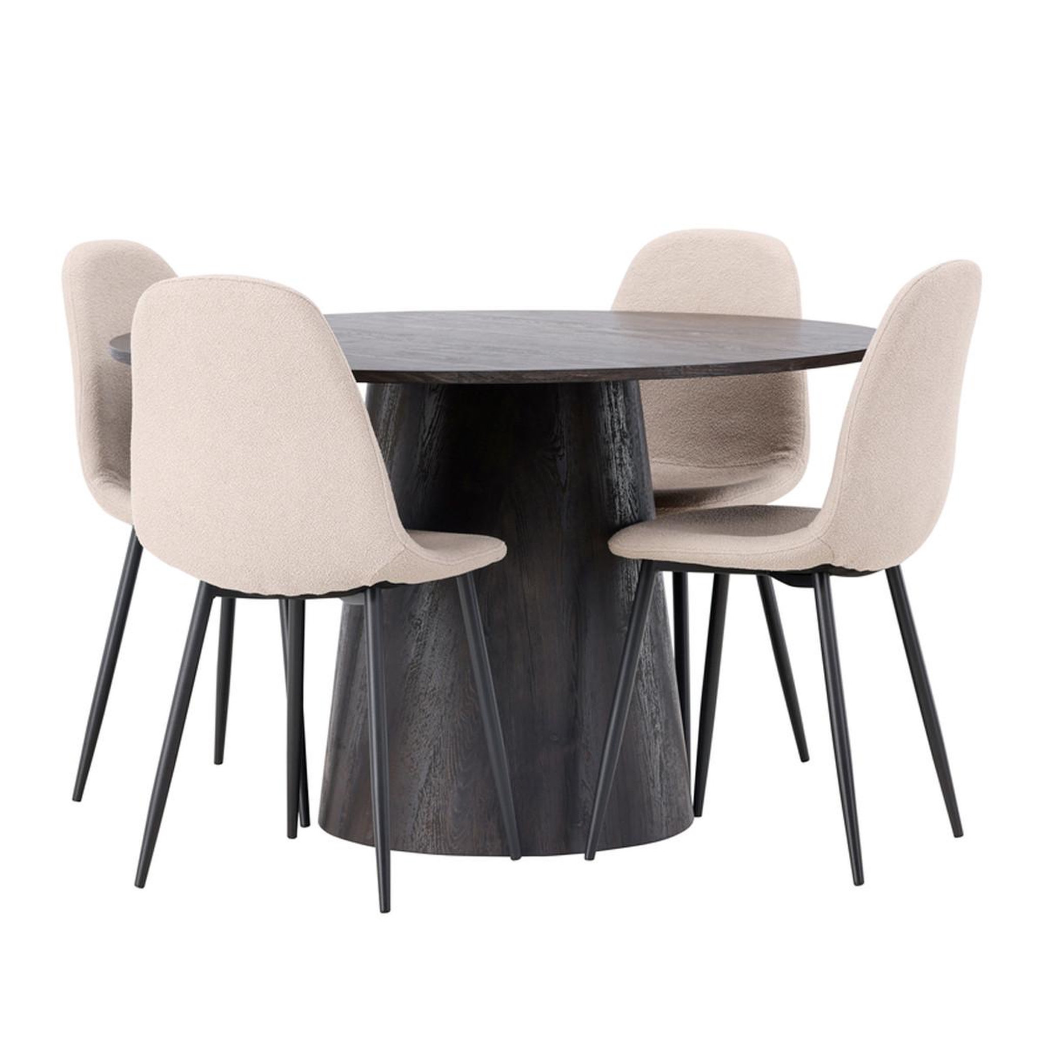 Paris Prix Ensemble table à manger & 4 chaises  lanzo & polar  120cm beige & moka