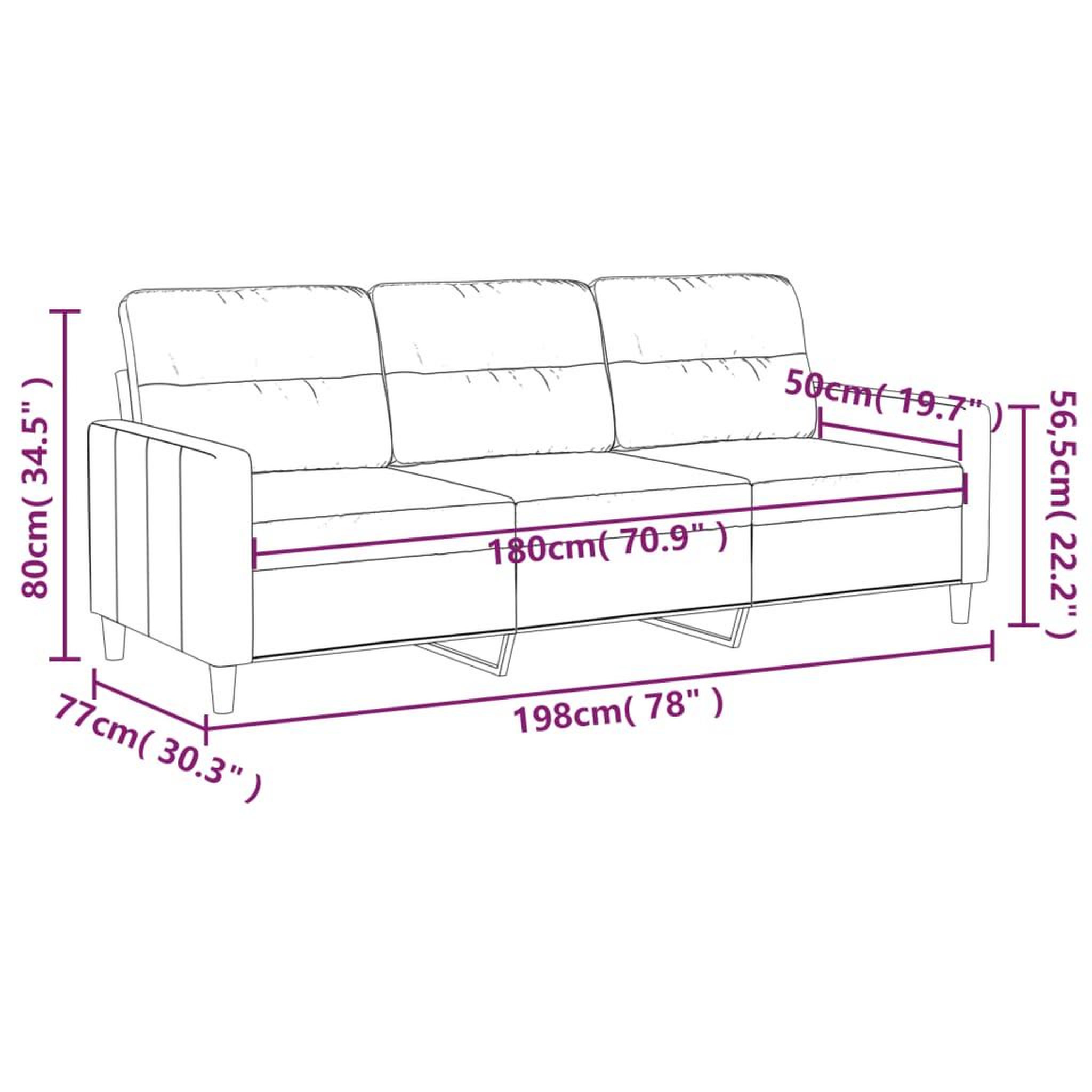 Voir la diapositive 6 : VIDAXL Canape a 3 places Jaune clair 180 cm Tissu
