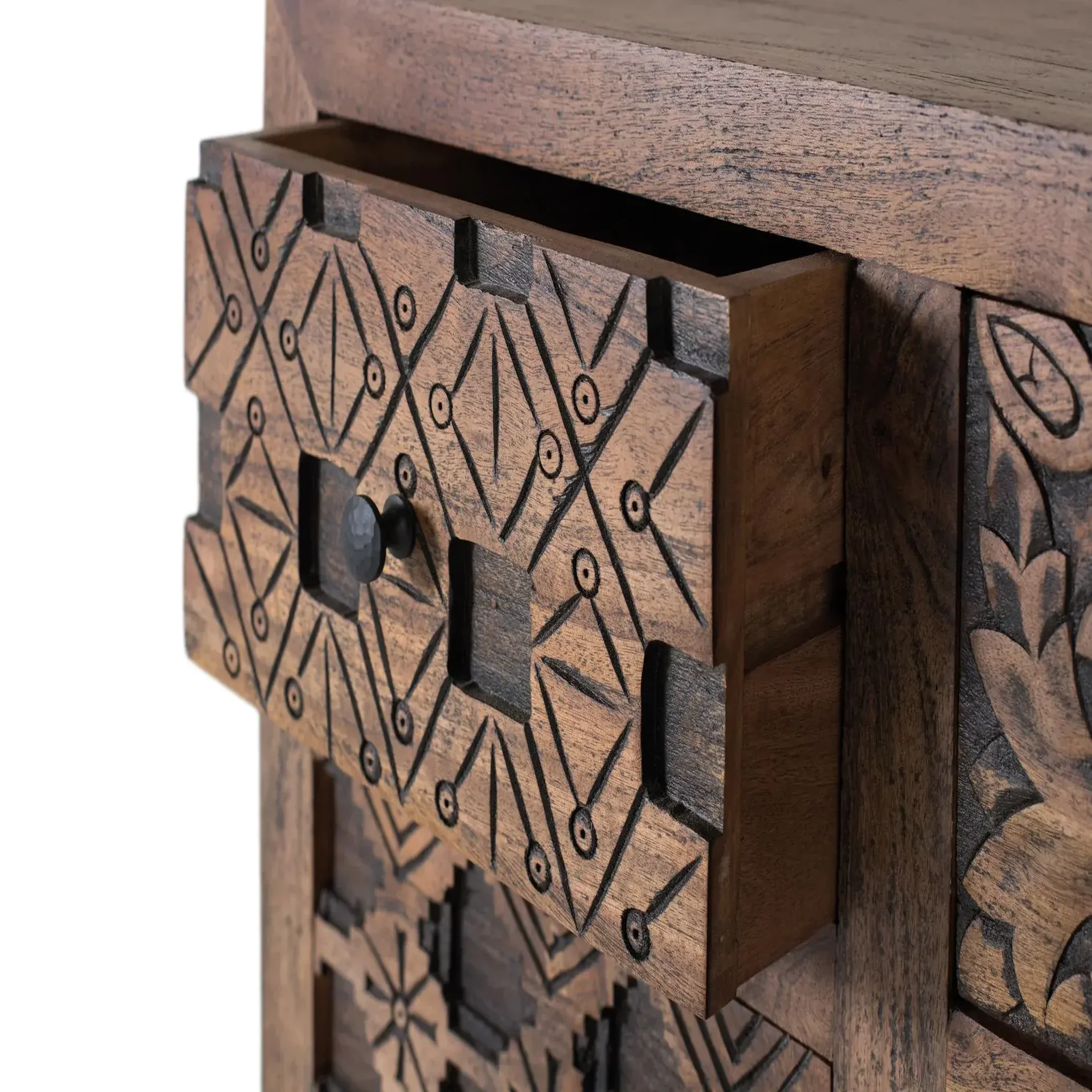 Voir la diapositive 3 : GINER Y COLOMER SL Buffet en bois de manguier 160cm style ethnique boho sculpté