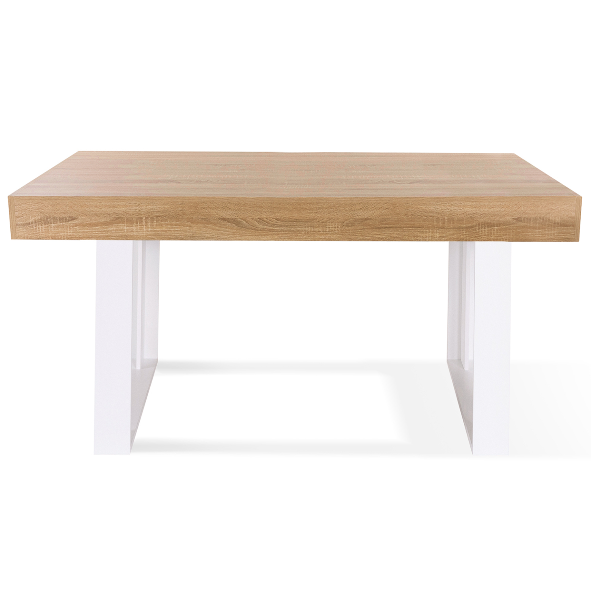 Voir la diapositive 3 : ID MARKET Table à manger rectangle phoenix 6 personnes bois et blanc 160 cm