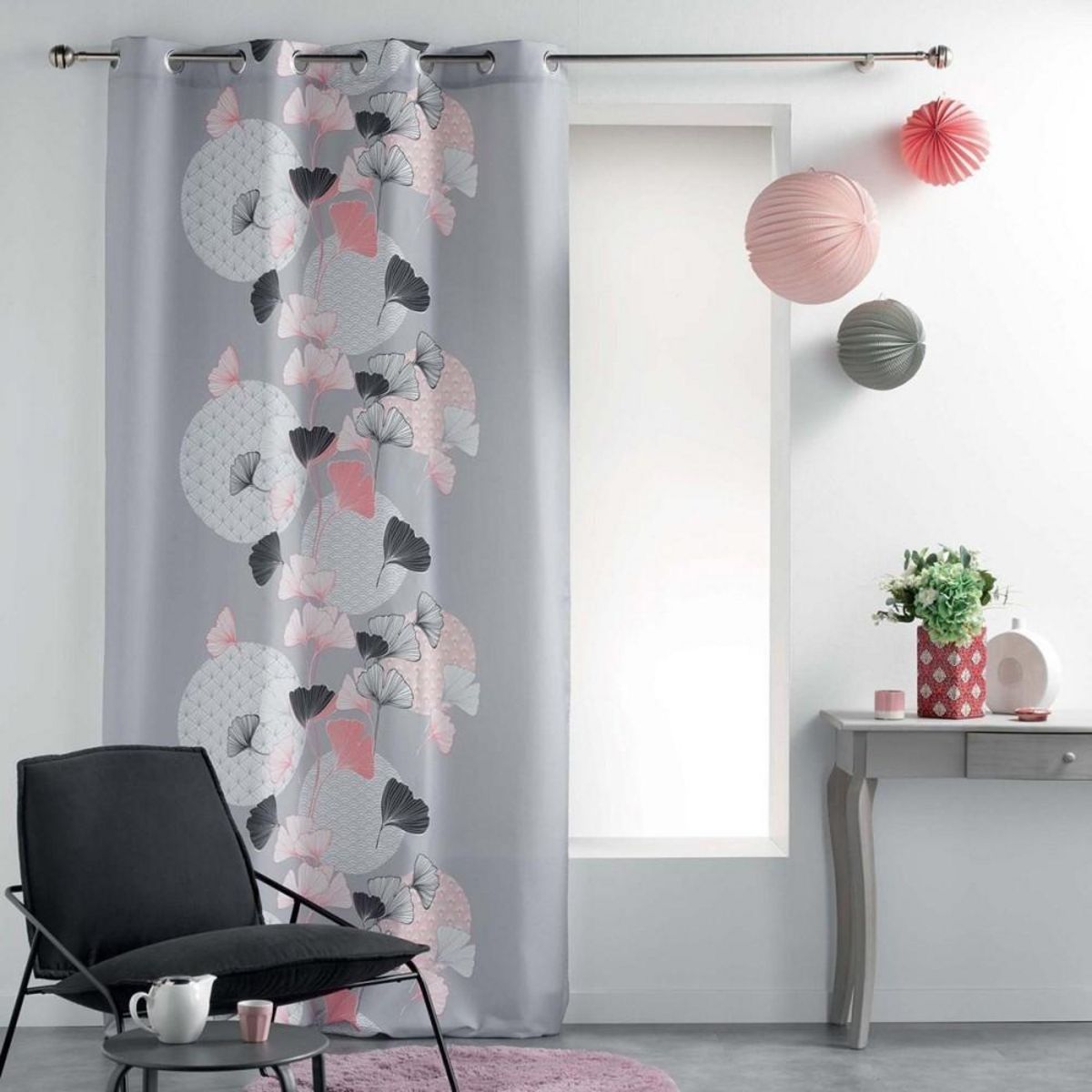 Douceur d'Intérieur Rideau à œillets 140x260 Eden blush gris